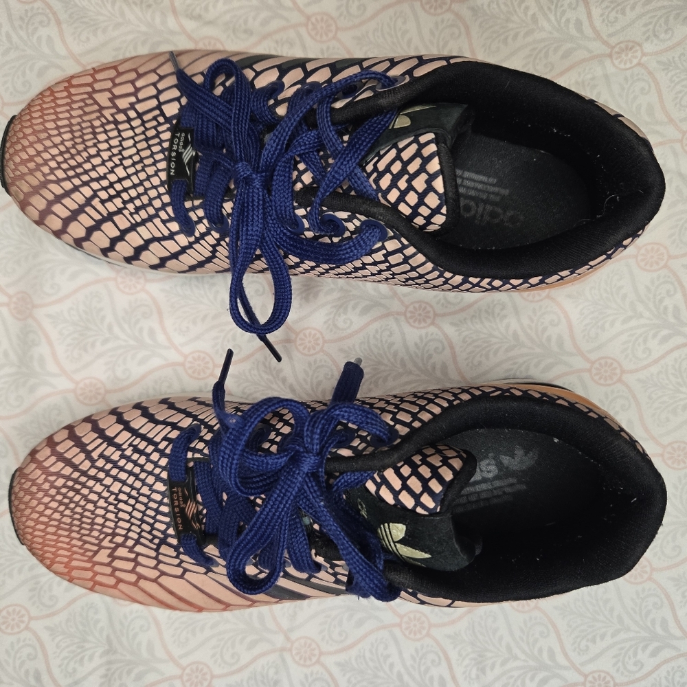ZX Flux Xeno Addidas Limited Release Glow Snake Print Tennis Shoes